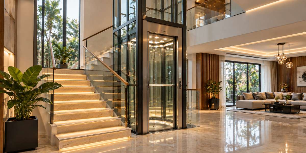 Stylish glass Home lift installation Bangalore for a contemporary residential interior
