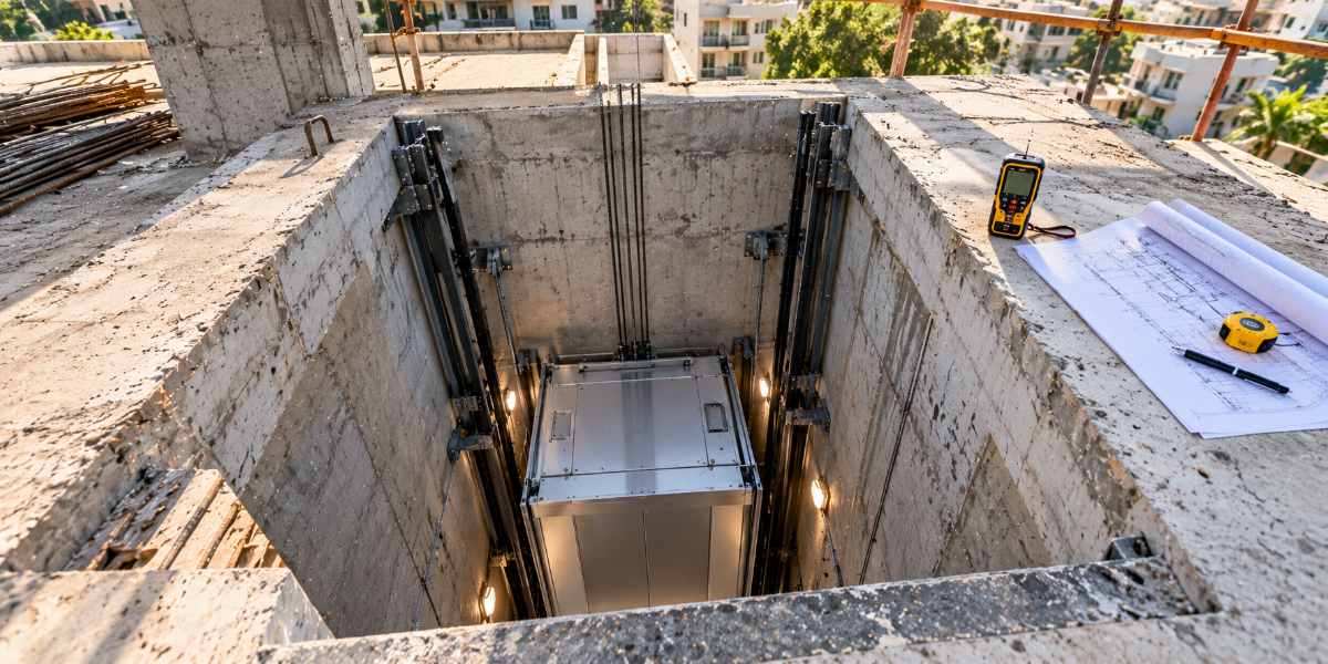Elevator Overhead clearance above a lift car in a construction site